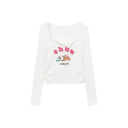 Logo Puppy Shirring Color T-Shirt