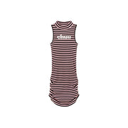 Striped Shirring Sleeveless Dress