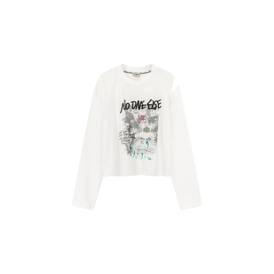 CHUU Logo Printed Design Split Loose Fit T-Shirt