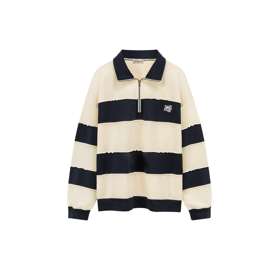 CHUU Half Zip-Up Color Striped Sweatshirt