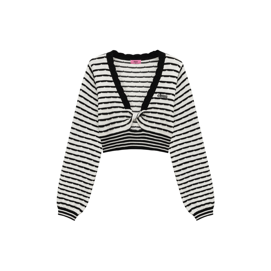 CHUU Twist Stripe Knit Crop Top