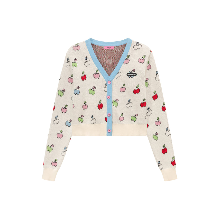 CHUU Cherry Hearts Knit Button Cardigan