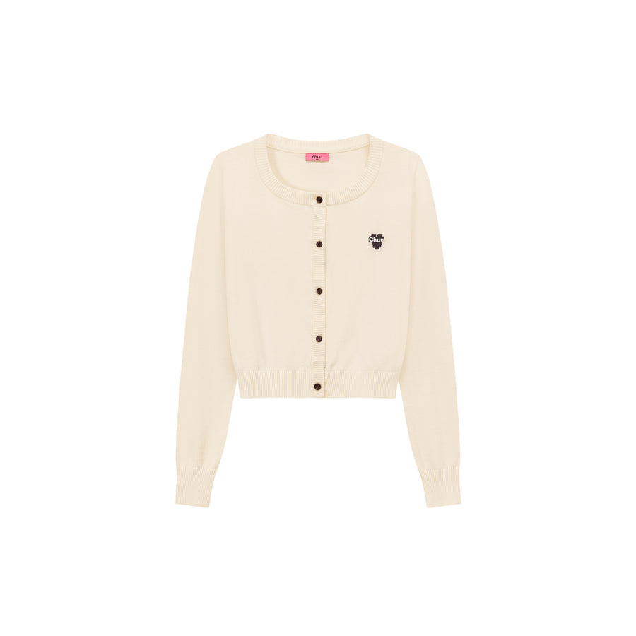 CHUU Logo Heart Knit Color Cardigan