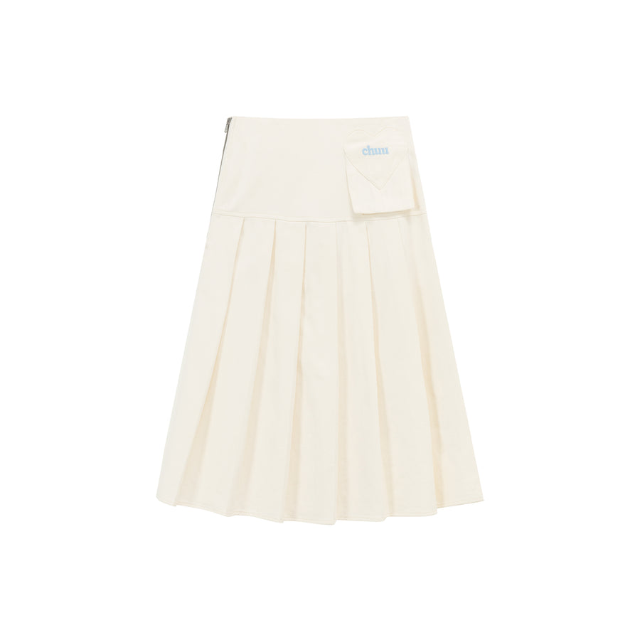 CHUU Heart Pleated Long Skirt