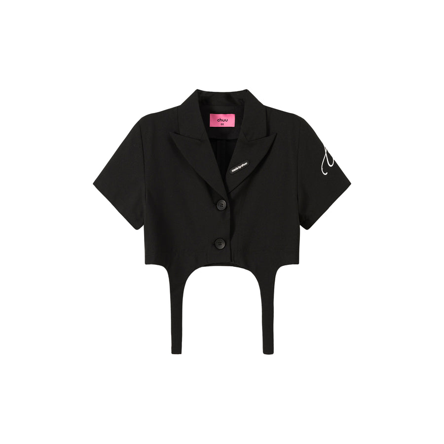 CHUU Single-Button Short Sleeve Crop Jacket