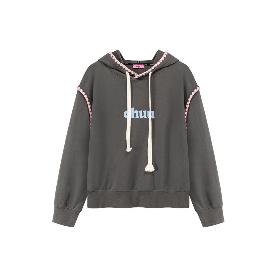 CHUU Logo Lined String Hoodie