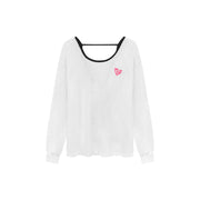 Open Back U-Neck Logo Long Sleeve T-Shirt