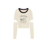 Puppy Character Cutout Knit Sweater