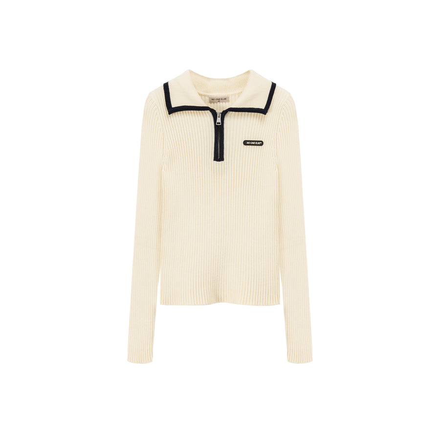 CHUU Half Zip-Up Basic Knit Top