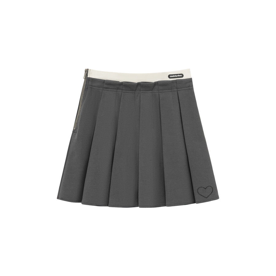 CHUU Heart Detail Pleated Mini Skirt