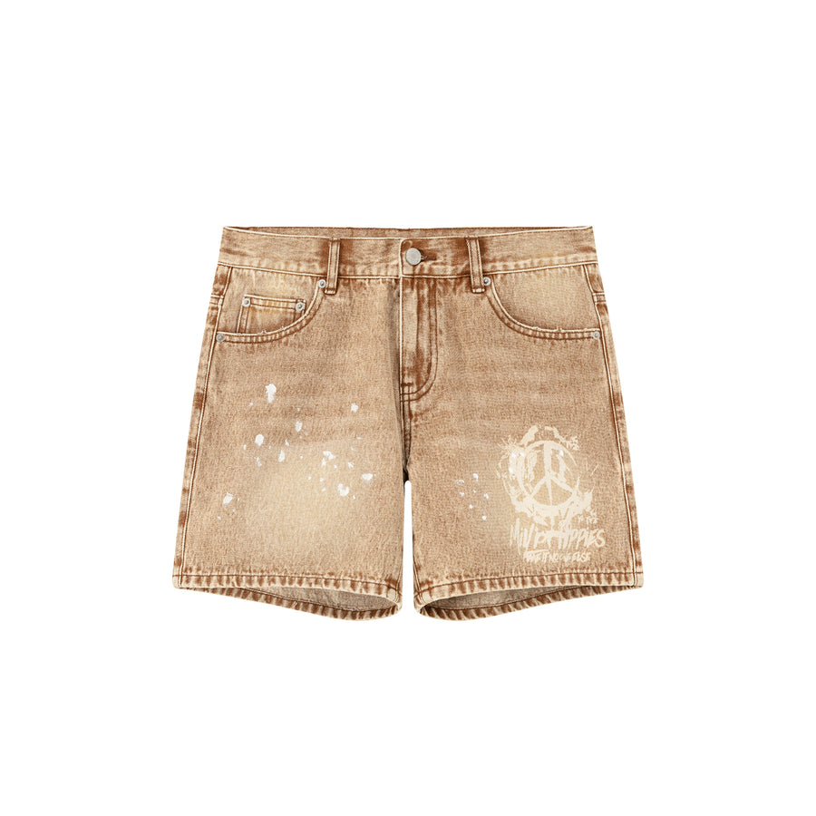 CHUU Washed Symbol Printed Denim Shorts