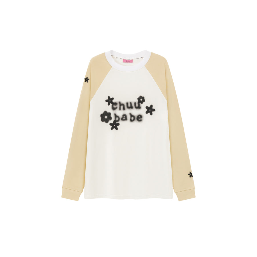 CHUU Logo Flowers Raglan Color T-Shirt