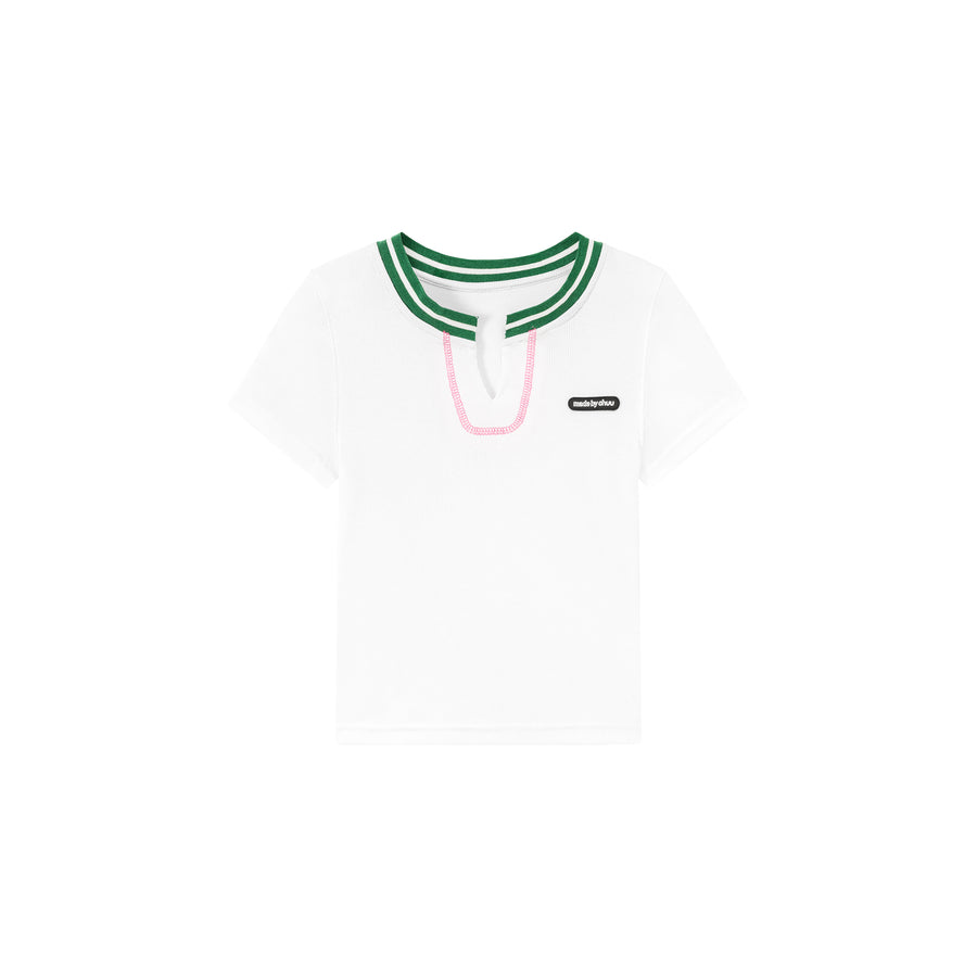 CHUU Open Collar Slim T-Shirt