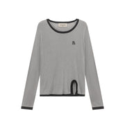 Slit Colorblocked Line Knit Top