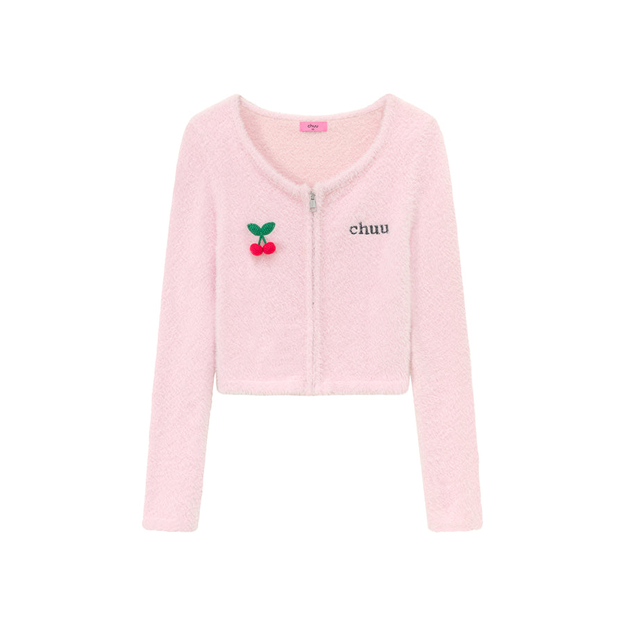 CHUU Logo Cherry Knit Cardigan