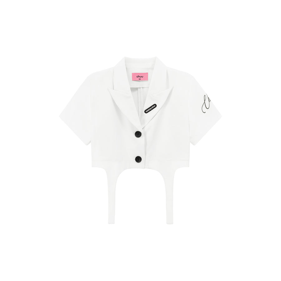 CHUU Single-Button Short Sleeve Crop Jacket