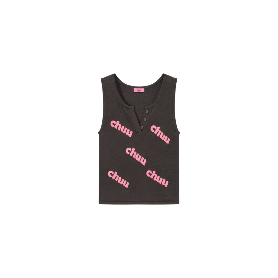 CHUU Logo Color Lettering Button Sleeveless Top