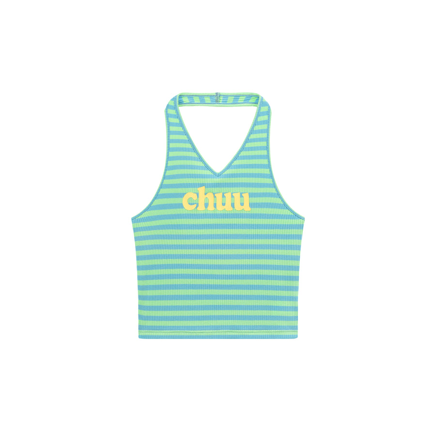 CHUU Logo Halter Neck Color Stripe Sleeveless Top