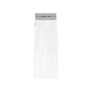 Contrast Letter High Waist Banded Wide Pants