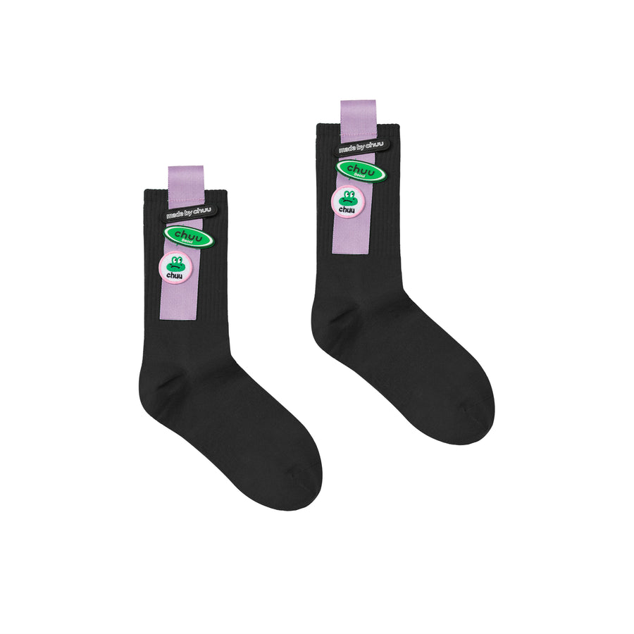 CHUU Colored Frog Sticker High Socks