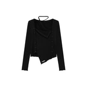 Halterneck Asymmetrical Button Top