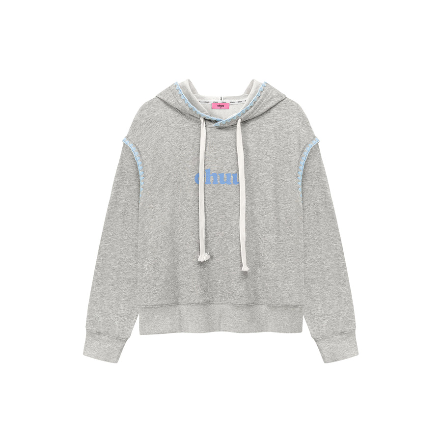 CHUU Logo Lined String Hoodie