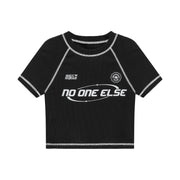 Noe Lettering Vintage Stitched Crop Short Sleeve T-Shirt