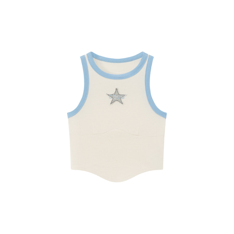 CHUU Chuu Star Center Line-Colored Sleeveless Semi Crop T-Shirt