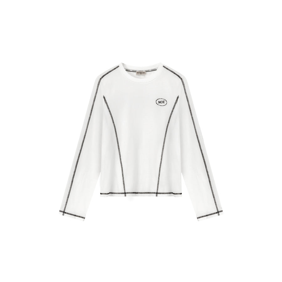 CHUU Logo Stitch Cotton Long Sleeve T-Shirt