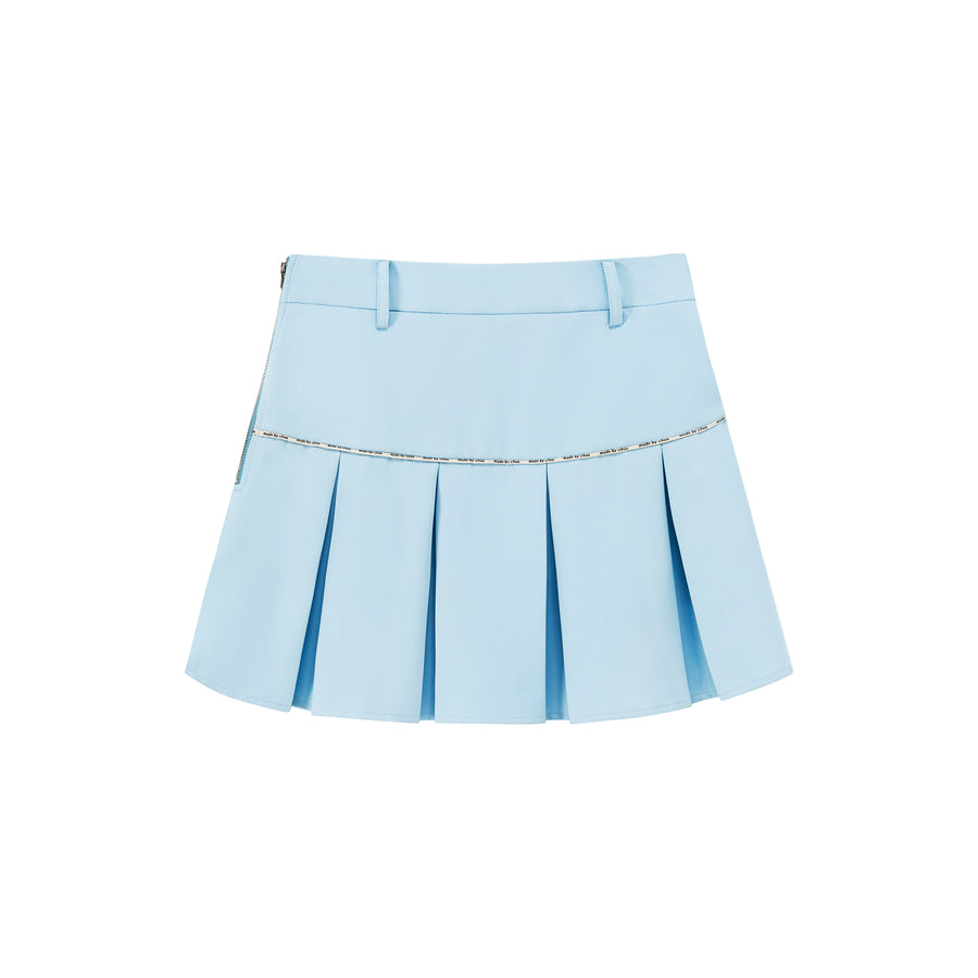 CHUU Daily Belt Loops Pleated Mini Skirt