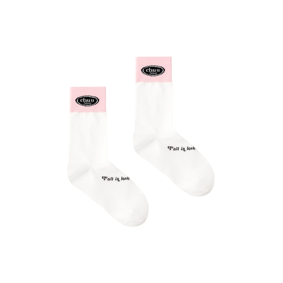 CHUU Chuu Lettering Color Band High Socks