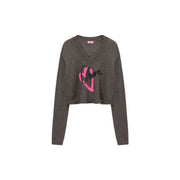 Logo Heart V-Neck Knit Sweater