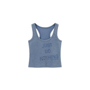 Print Vintage Just Do Nothing Sleeveless Casual Top