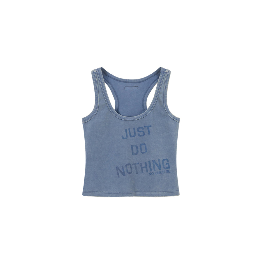 CHUU Print Vintage Just Do Nothing Sleeveless Casual Top