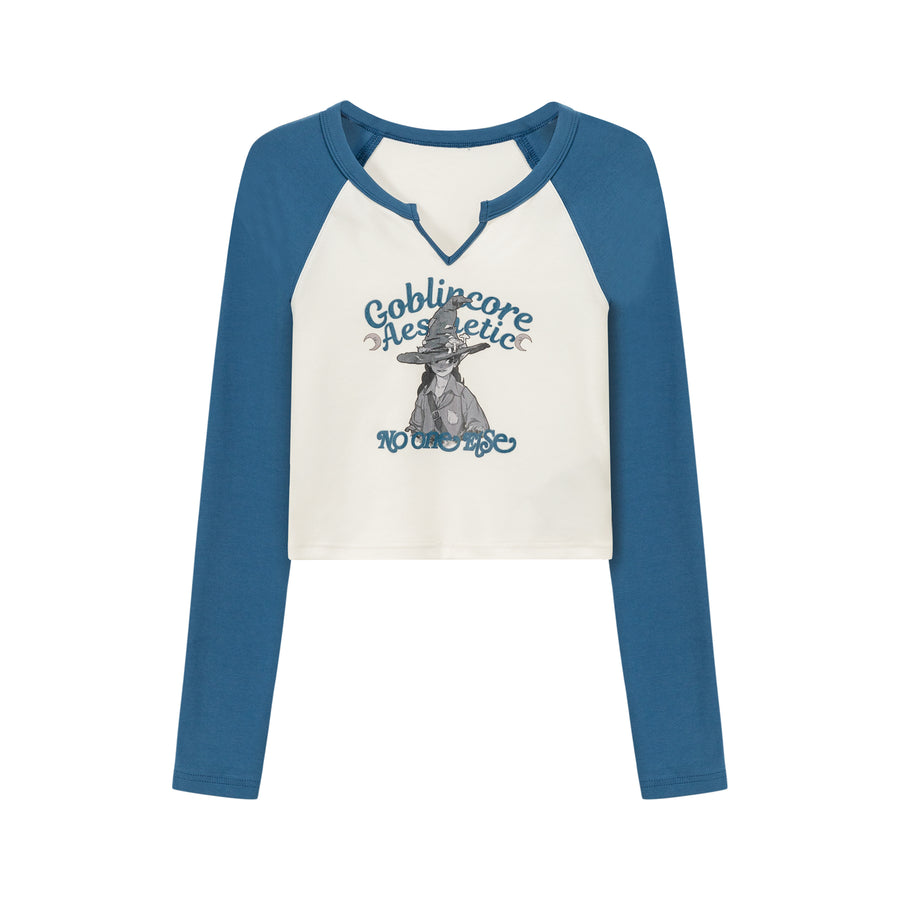 CHUU Color Combination Goblin Core Raglan T-Shirt