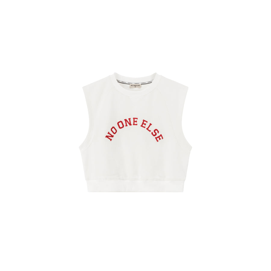 CHUU Noe Logo Cropped Sleeveless Sweatshirt