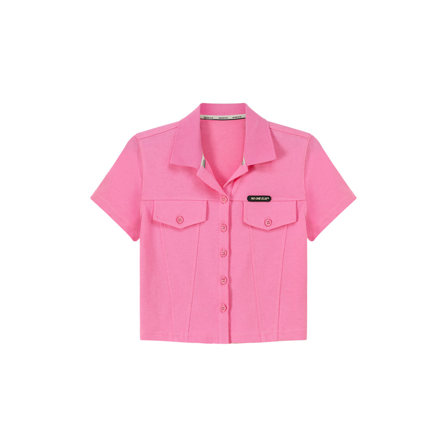 CHUU Colored Pocket Cropped Button Shirt