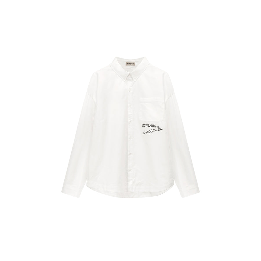 CHUU Pocket Embroidered Long Sleeve Shirt