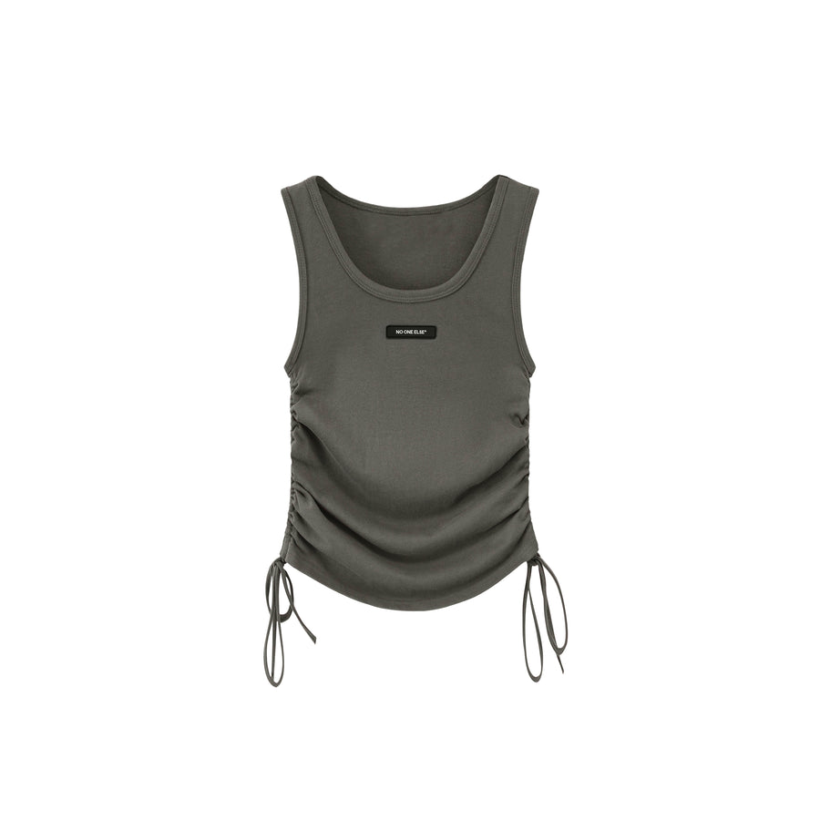 CHUU U-Neck Side Shirring String Sleeveless Top