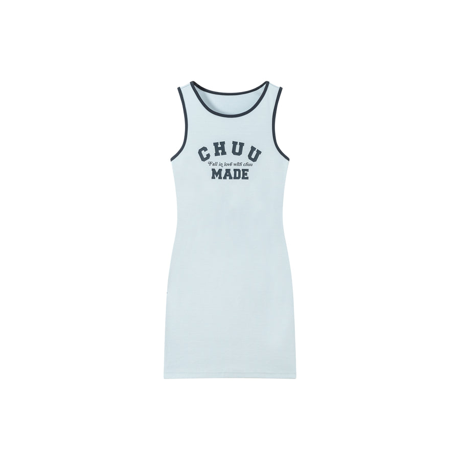 CHUU Fall In Love With Chuu Color Lined Sleeveless Mini T-Shirt Dress