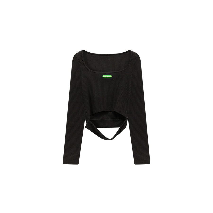 CHUU Logo Square Split Long Sleeve T-Shirt