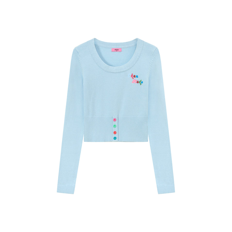 CHUU Rainbow Button Knit Color Sweater