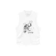 Size Doesnt Matter Heart Shirring Sleeveless Top