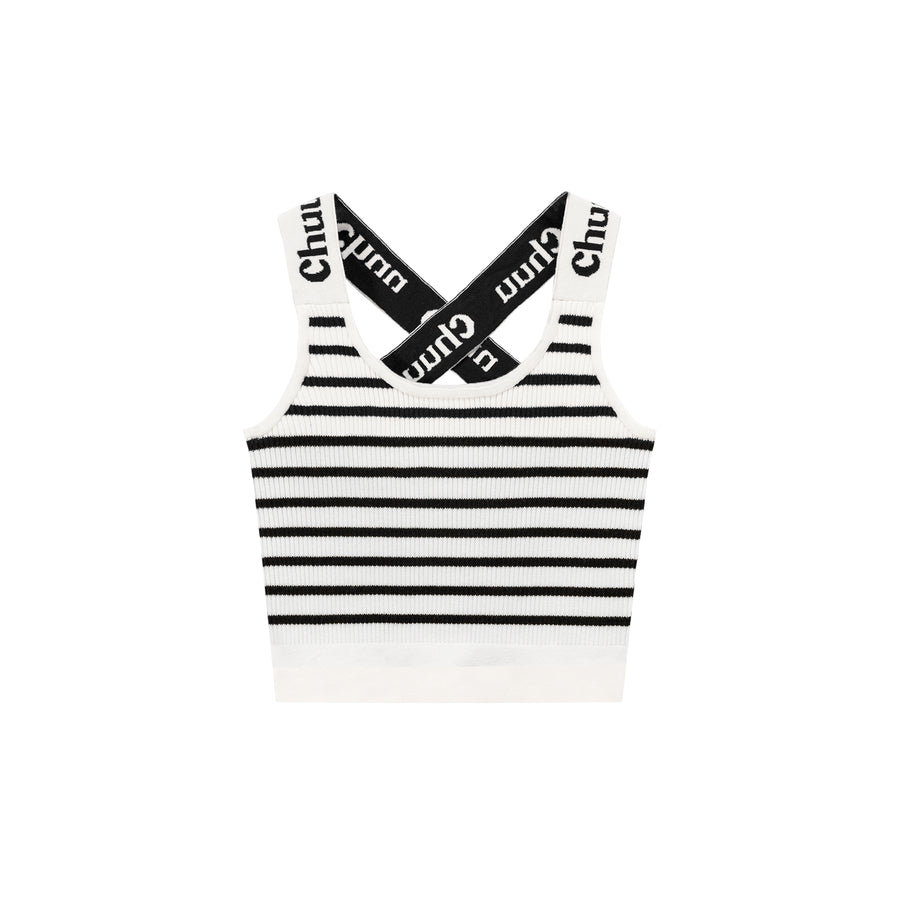 CHUU Striped Crop Sleeveless Top