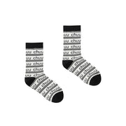 Color Logo Stripe Pattern High Socks