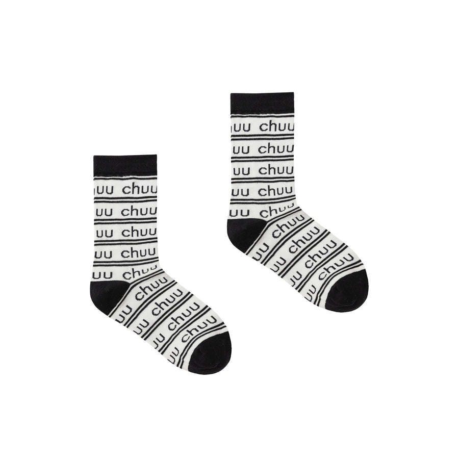 CHUU Color Logo Stripe Pattern High Socks