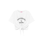 Gradient Short Sleeve Ribbon Tie Up Crop T-Shirt