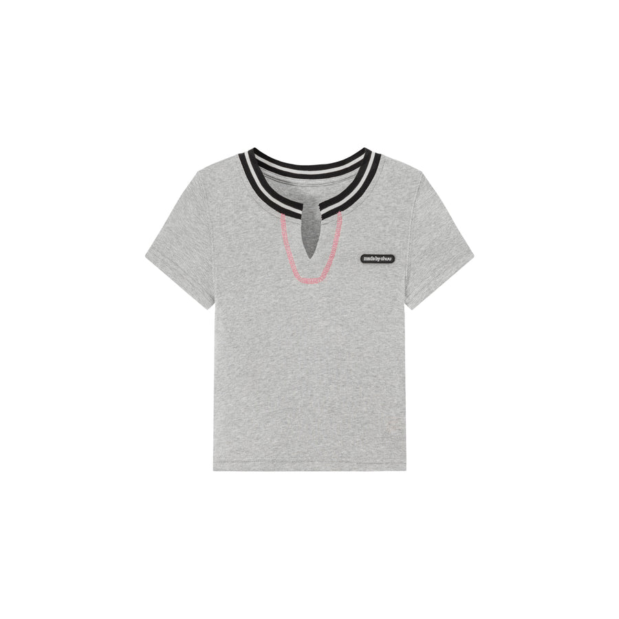 CHUU Open Collar Slim T-Shirt