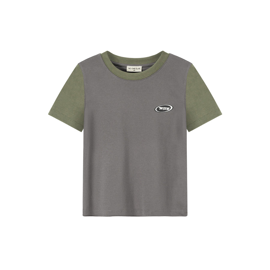 CHUU Color Contrast Basic Cropped T-Shirt