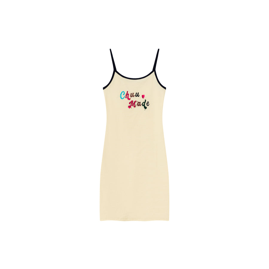 CHUU Chuu Made Heart Embroidered Sleeveless Mini Dress